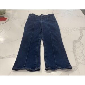 Express Jeans Womens 4 Blue Cropped Wide Leg High Rise Pockets Medium Wash Denim